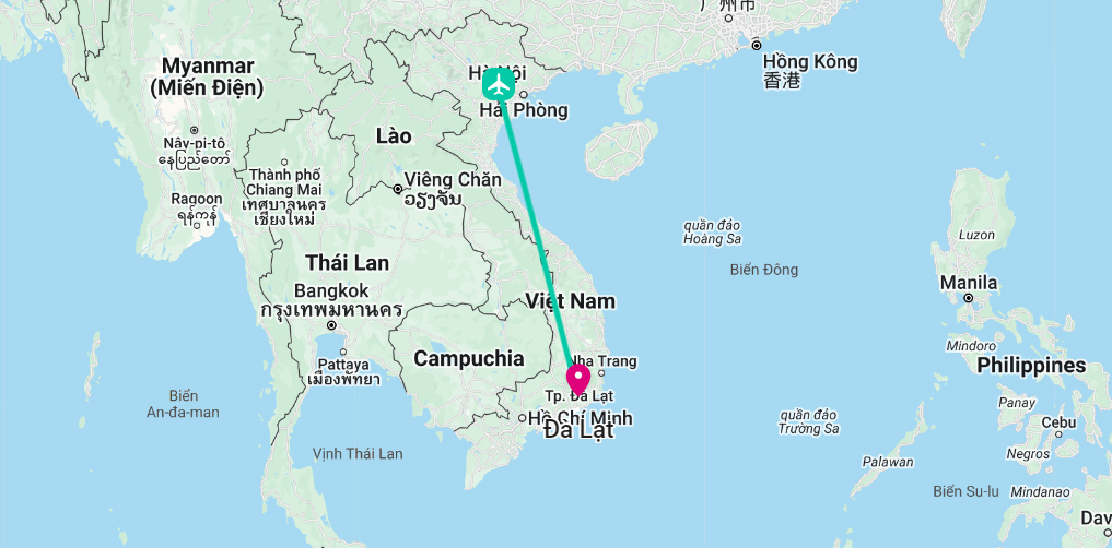 Thời gian bay từ Hà Nội đến Đà Lạt bao lâu