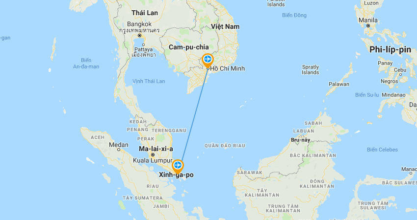 Thời gian bay từ Singapore về Việt Nam