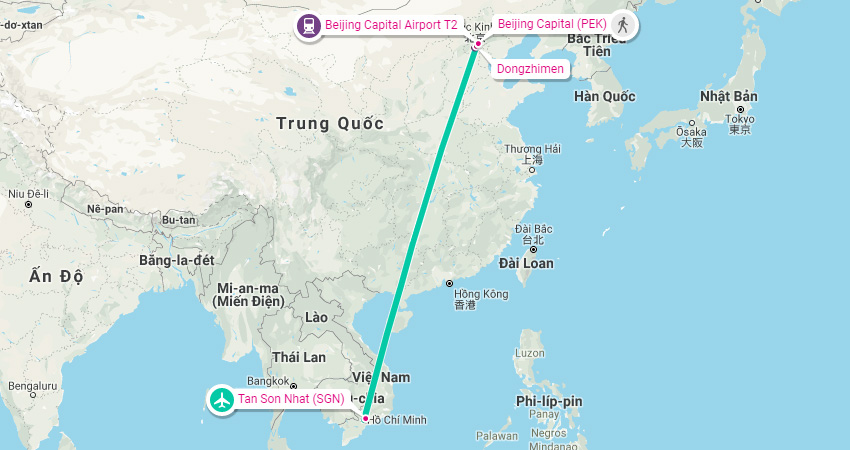 Thời gian bay từ Tphcm đến Bắc Kinh