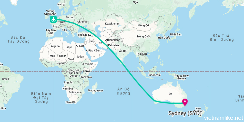 Thời gian bay từ London đến Sydney mất bao lâu